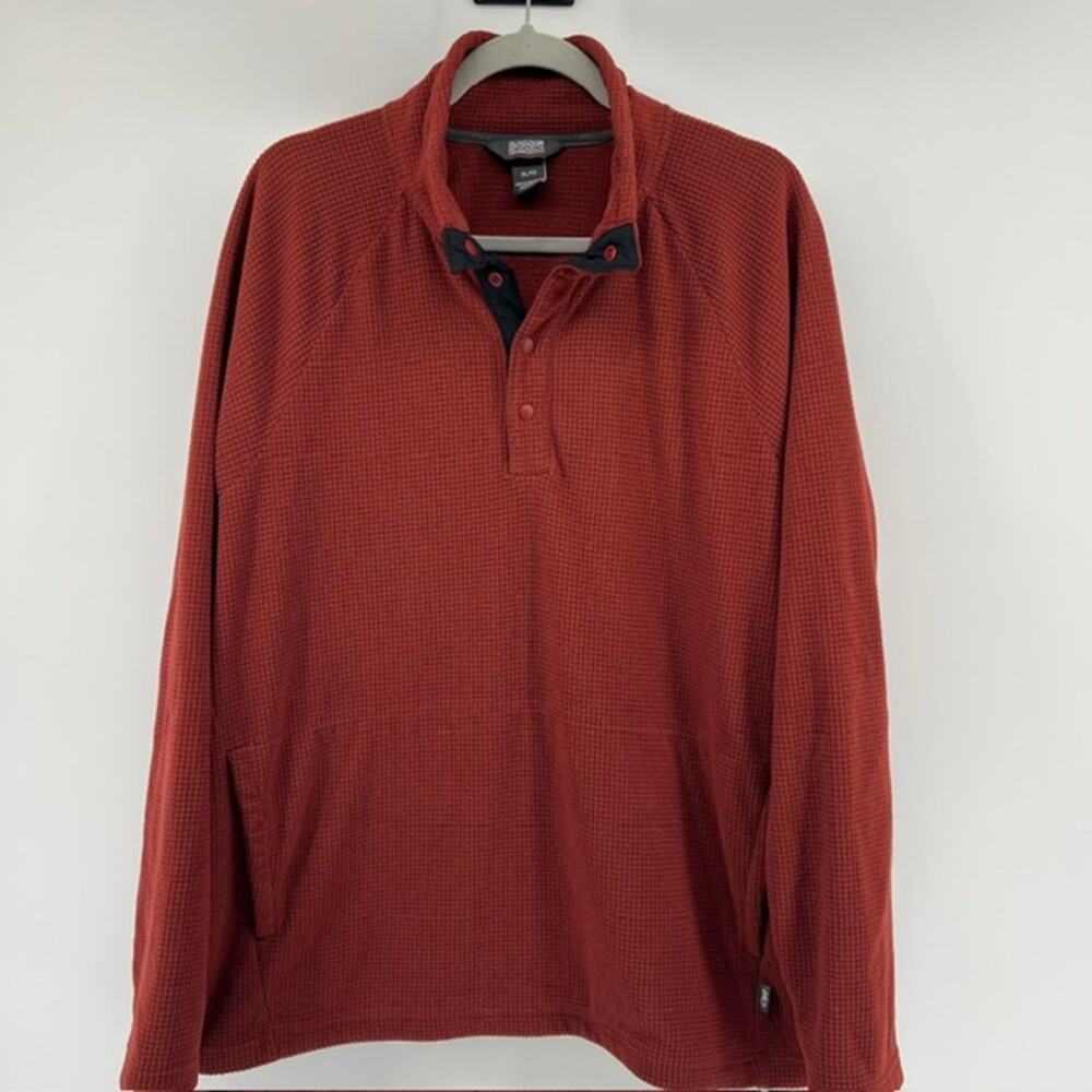 Outdoor Research Trail Mix Snap Pullover Sweater Mens XL Rust Red WaffleGorpcore
